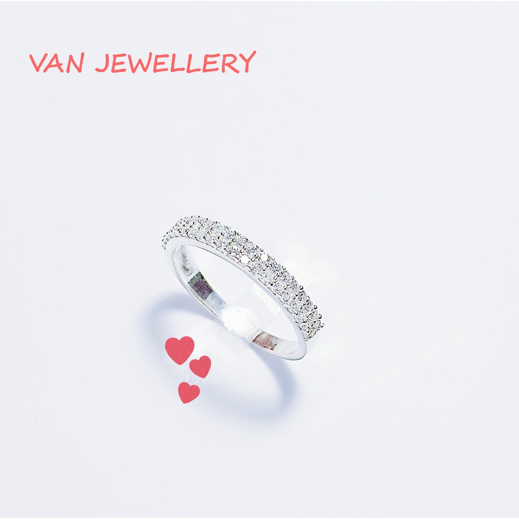 Nhẫn bạc Nhẫn 2 hàng đá Bạc ta Van Jewelry V10016 hai hàng đá