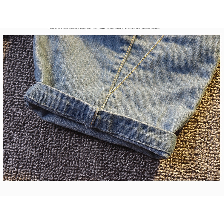 Áo thun tay ngắn cổ tròn từ cotton và quần denim ngắn thời trang Hàn Quốc cho bé từ 0-5 tuổi