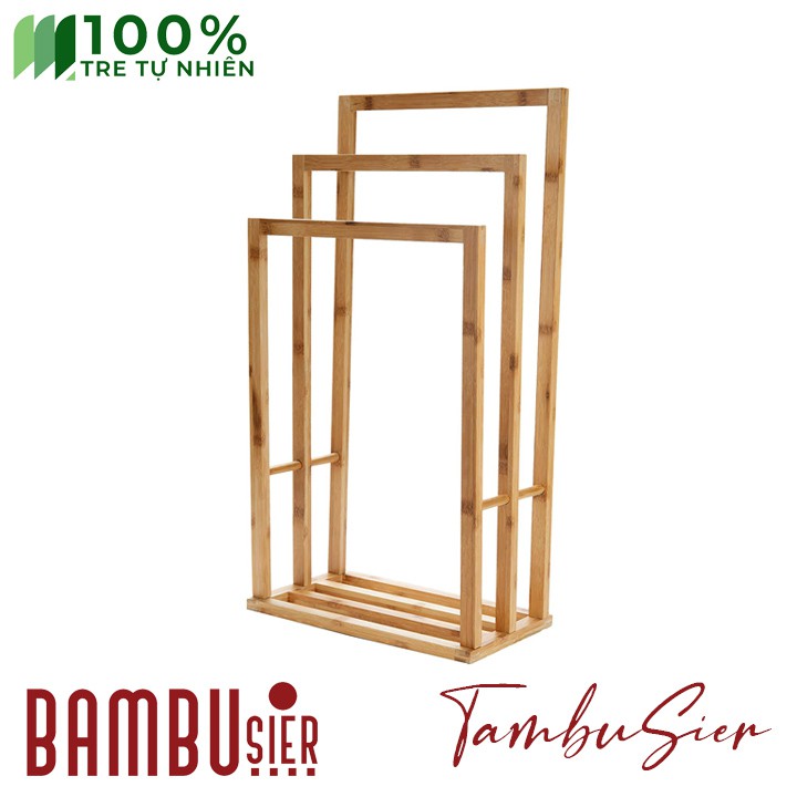 [BAMBOO] Giá phơi khăn tắm 3 tầng bằng tre tự nhiên cao cấp - kệ phơi khăn tắm khăn mặt quần áo [ATLAN-33]