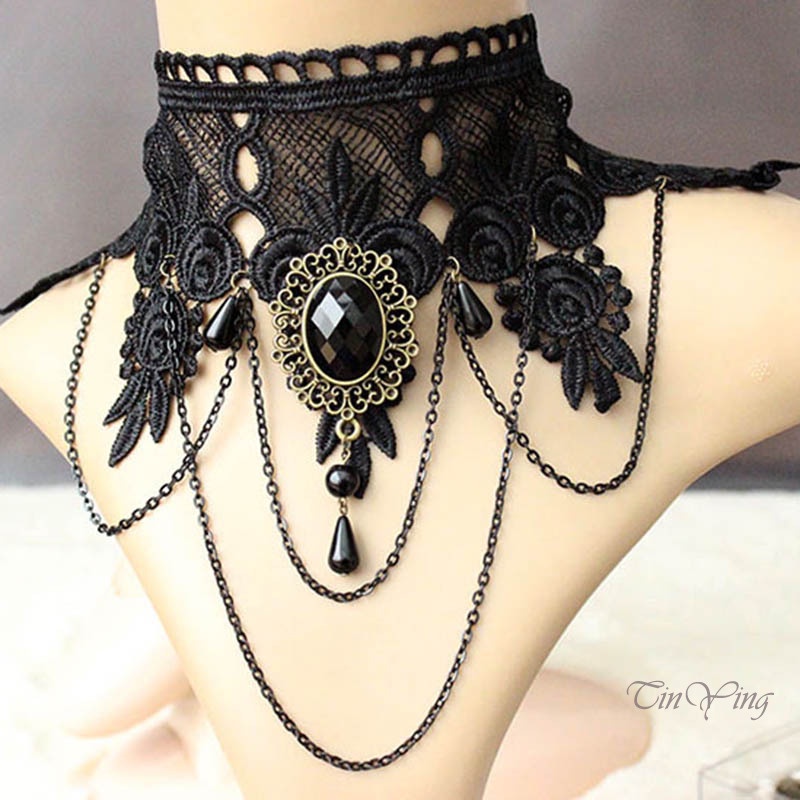 GETNOIVAS Vòng cổ choker phối ren thời trang quyến rũ độc đáo cho nữ