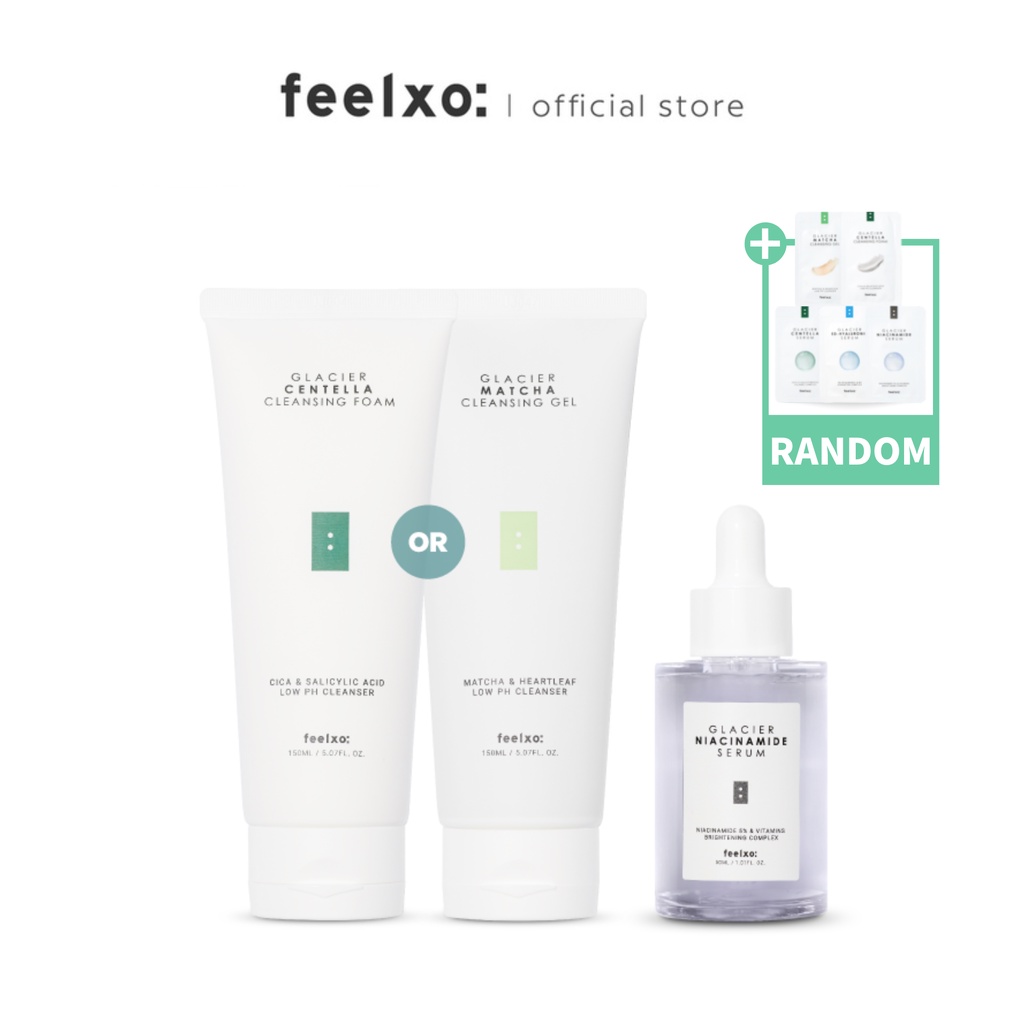 FEELXO niacinamide 5% dưỡng trắng serum 30ml / Sữa rửa mặt 150ml set