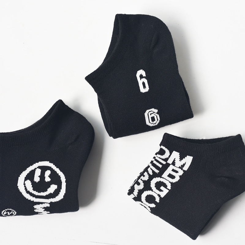 Vớ WAFNHA D557 màu đen in họa tiết tùy chọn dễ phối đồ thời trang đơn giản dành cho nam