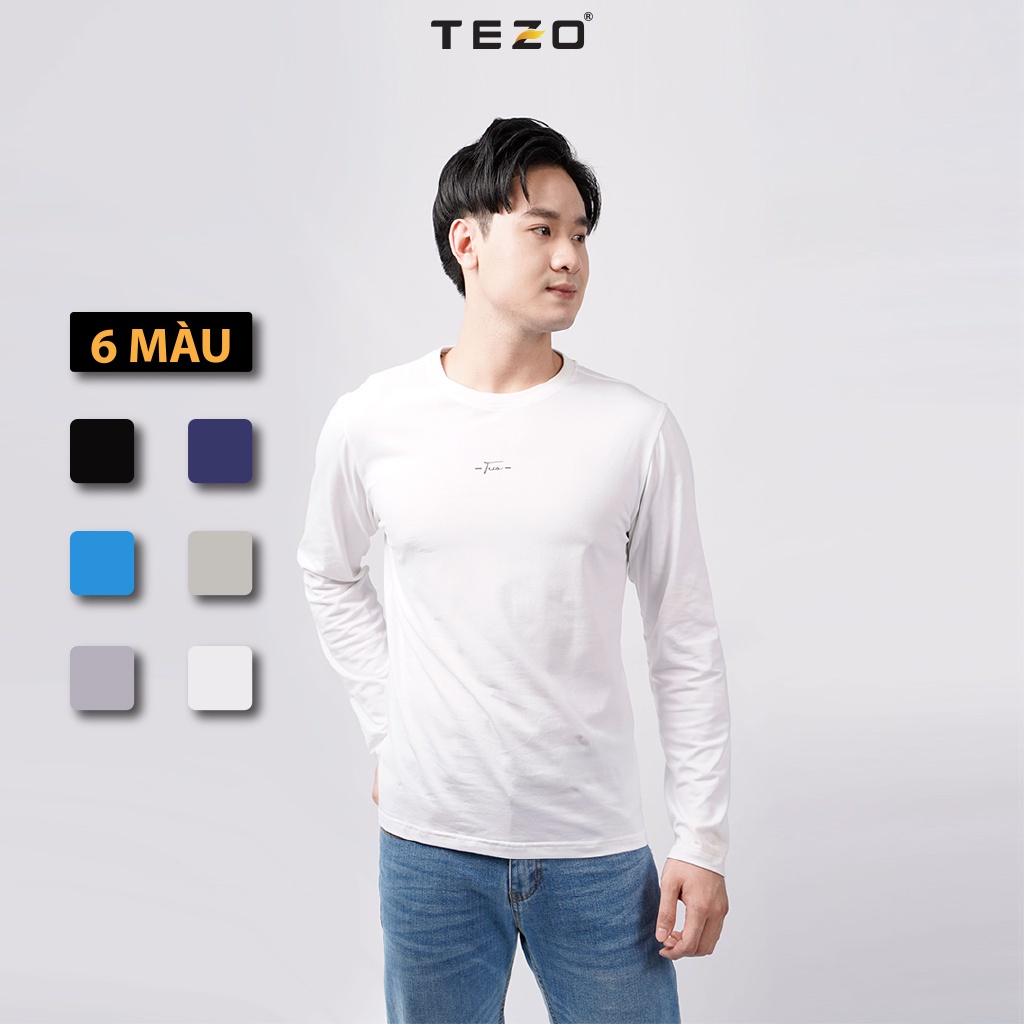 Áo thun trơn nam TEZO, áo thu đông dài tay chất liệu cotton cao cấp 6 màu nam tính phù hợp với mọi lứa tuổi 2109ATOB01 -