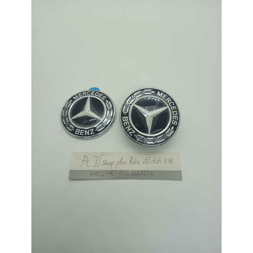 Logo nắp capo đầu xe ô tô Mercedes - W204 W205 W213 W212 W176 W177 C E A  CLA GLA GLC 200 300 260 Có hai loại cài và dán