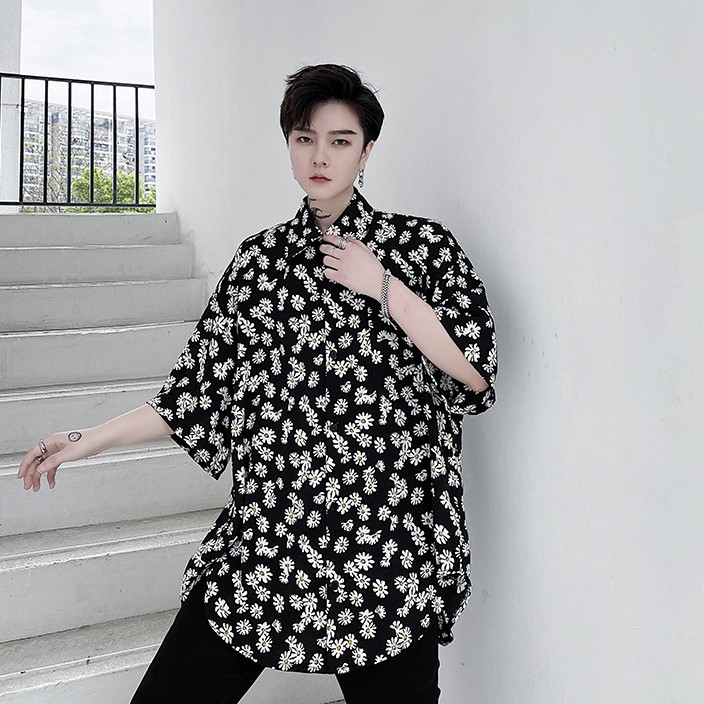 Combo áo sơ mi hoa cúc + quần kaki Phong cách Hàn Quốc