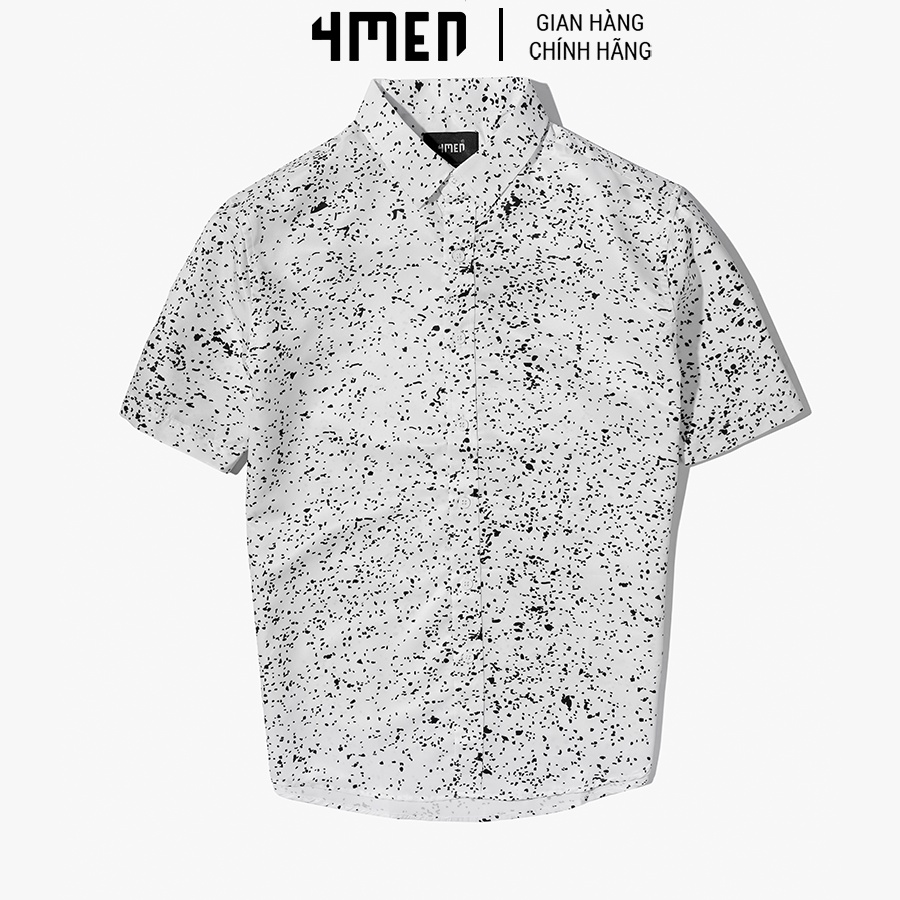 Áo sơ mi nam ngắn tay 4MEN SM080 in họa tiết chấm bi đẹp mới lạ, trẻ trung, vải mềm mịn, thoáng mát