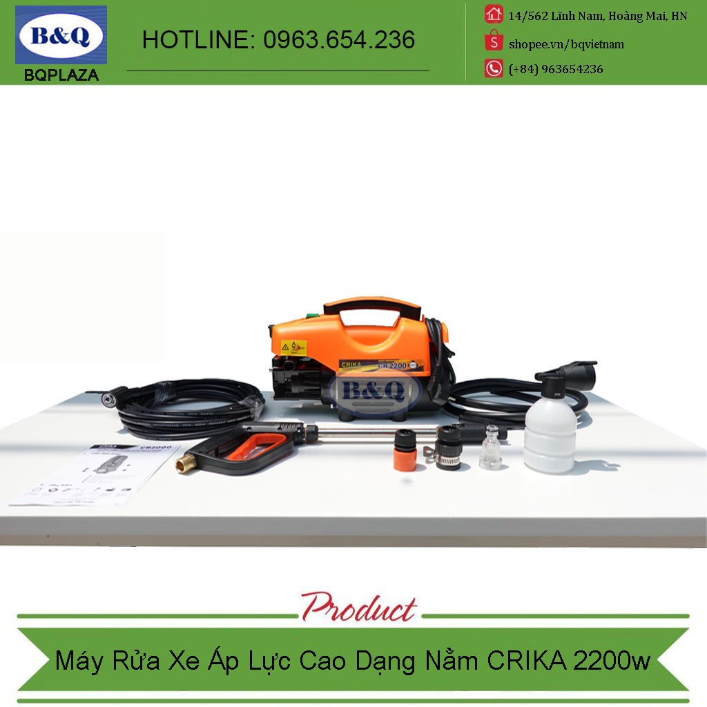 Máy rửa xe đa năng áp lực cao Crika 2200w bqvietnam