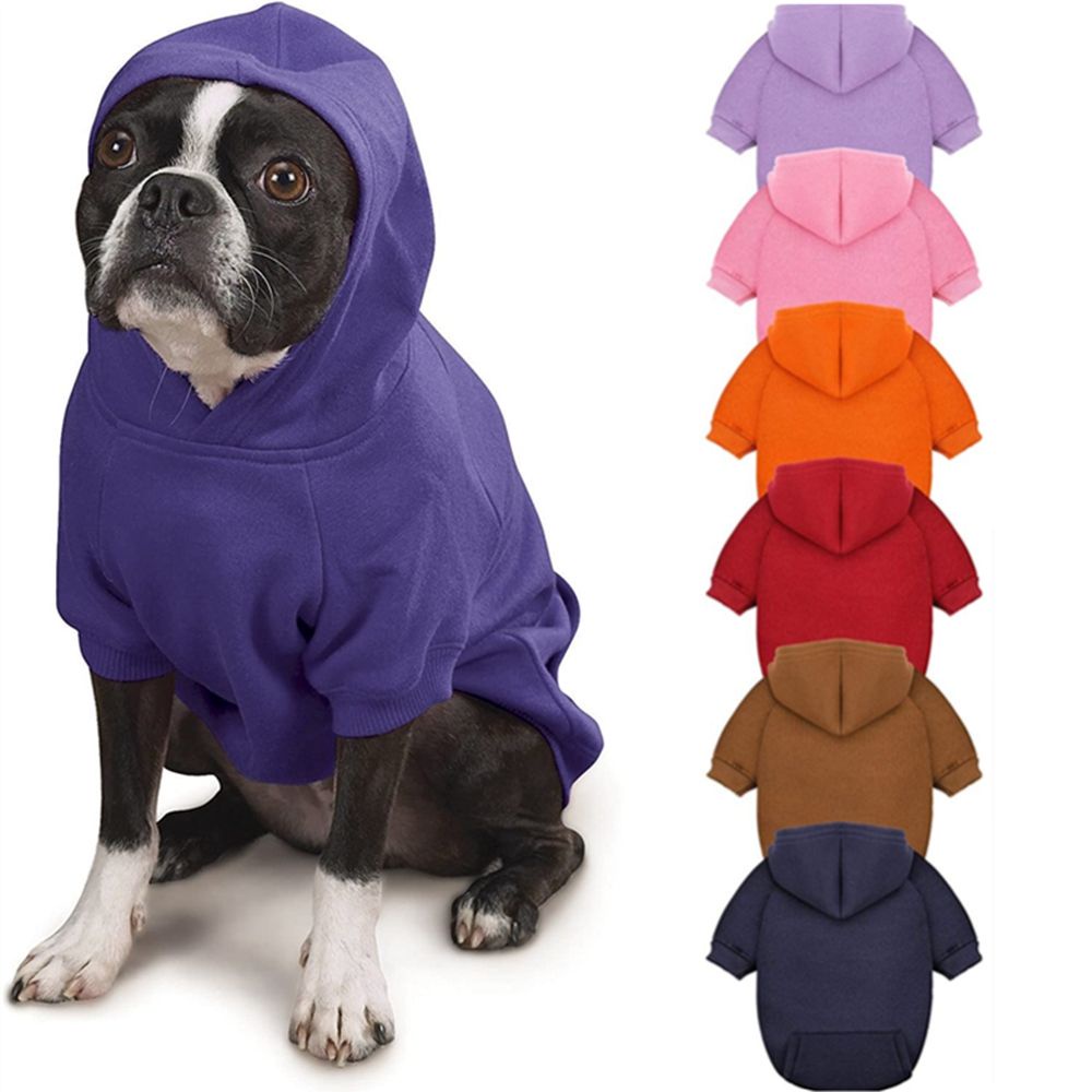 Áo hoodie màu trơn giữ ấm có túi nhiều màu thời trang thu đông cho thú cưng cỡ nhỏ