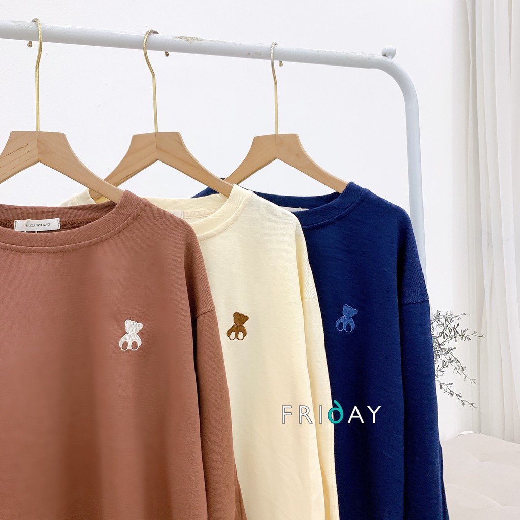 Áo nỉ tăm thêu hình gấu dáng vừa hàng thu mới về Fridayshop | BigBuy360 - bigbuy360.vn