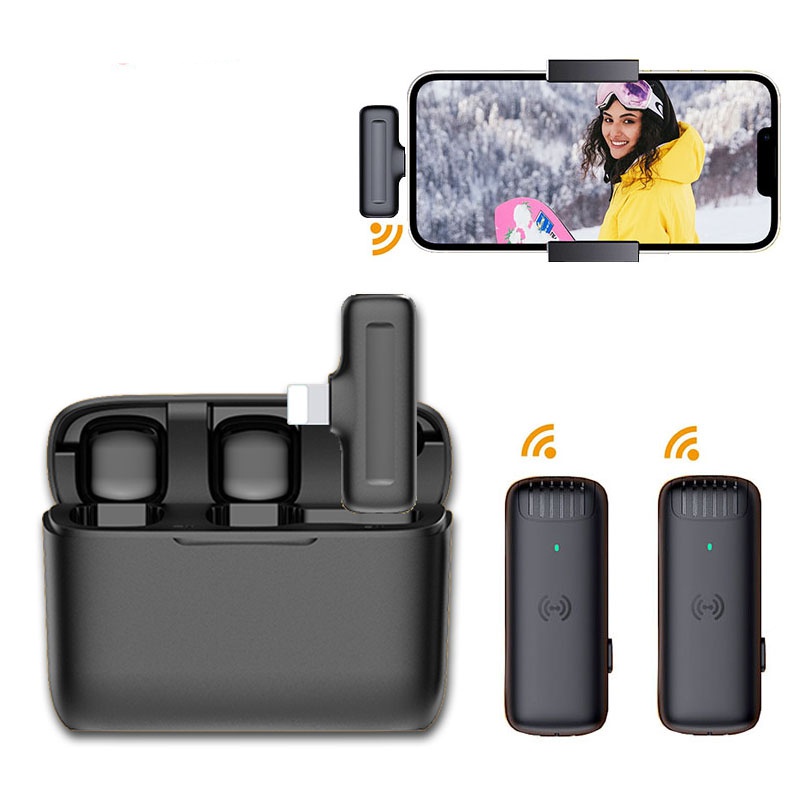 Micrô Lavalier không dây Mini di động giảm tiếng ồn Micrô ghi âm video cho iPhone Android có hộp sạc