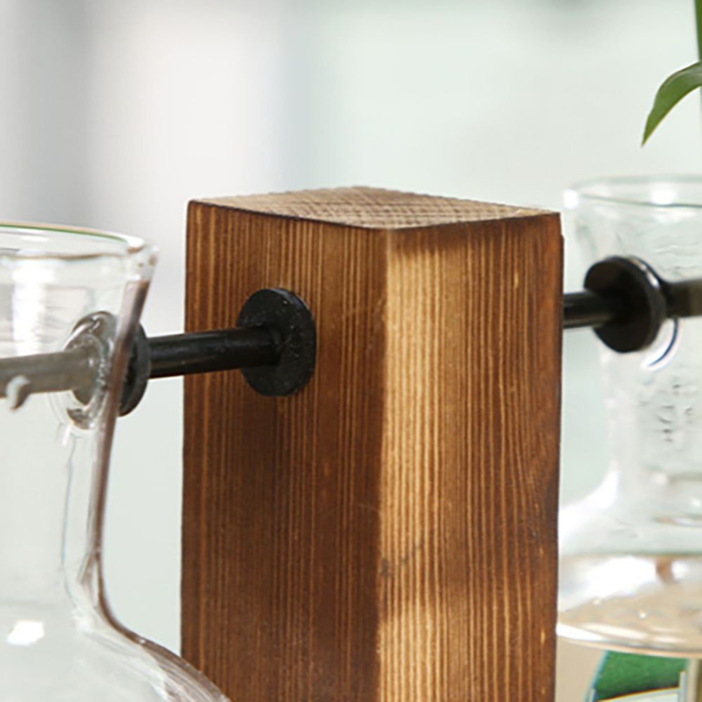 Đế gỗ cắm chậu cây thủy sinh phong cách hoài cổ trang trí đám cưới nhà ở bàn làm việc sinh động