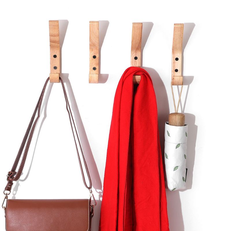 Set 2 Móc Treo Đồ Gắn Tường Bằng Gỗ Sồi Vintage