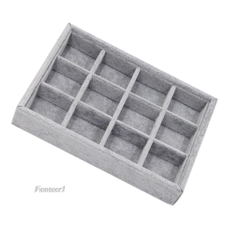 [Fenteer1] Khay Trưng Bày Trang Sức Bằng Nhung Chia Ngăn