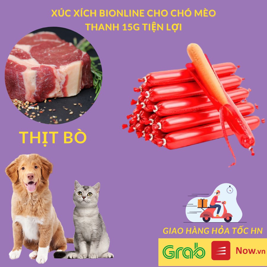 [Mã 208FMCGSALE giảm 8% đơn 500K] Xúc xích cho chó mèo thanh 15g vị bò gà vịt tiện lợi an toàn cho Boss