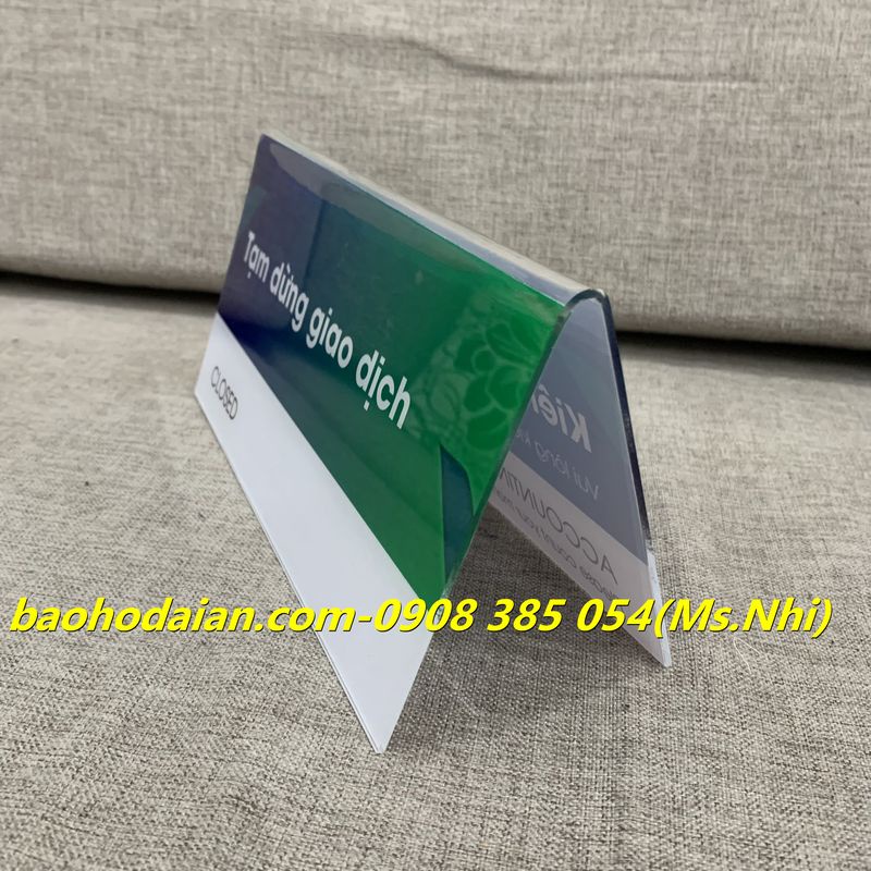 Bảng chức danh 2 mặt để bàn chất liệu mica KT10x20cm- Hình thật