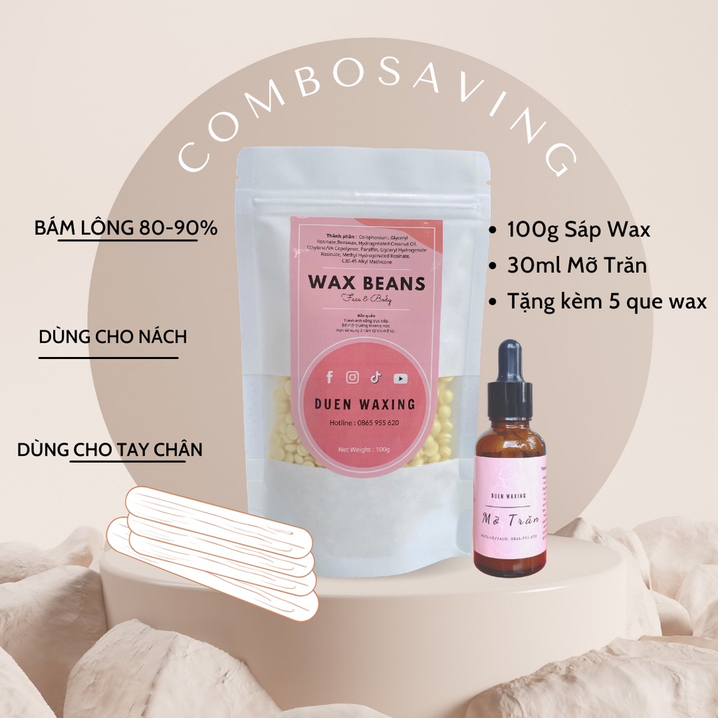 Combo Hạt Wax và Dầu Dưỡng (Tặng Que Gỗ)