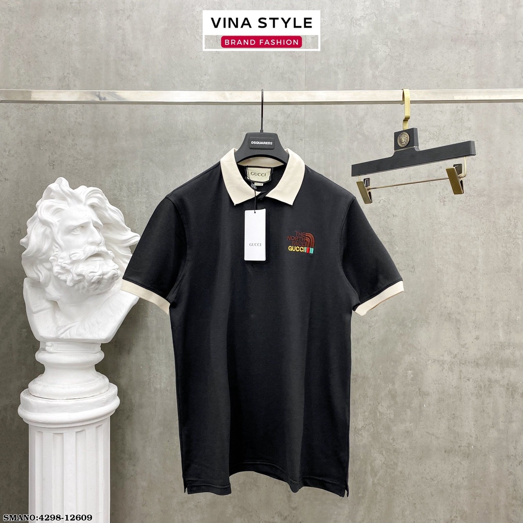 Áo Polo Hoạ Tiết GC - Áo phông Cổ Bẻ The North Face GC 3 Màu Đen Trắng Be