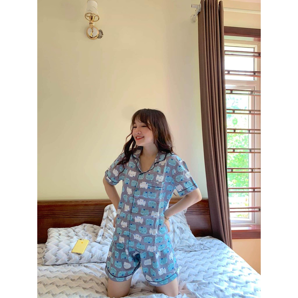Bộ ngủ quần cộc áo cộc pijama kate thái cực hot hit bộ pyjama bộ pizama | BigBuy360 - bigbuy360.vn