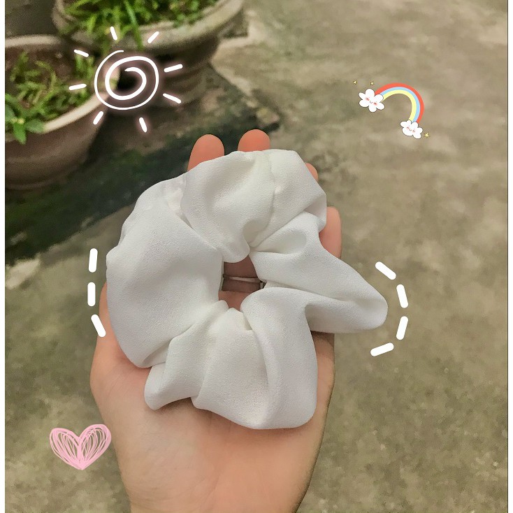 Dây Cột Tóc Vải Scrunchies Màu Pastel Xinh Xắn