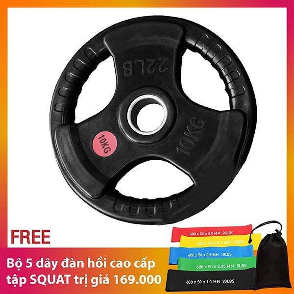 BG Tạ miếng 3 lỗ 10KG cao cấp bọc cao su non Thái Lan (D:7cm)