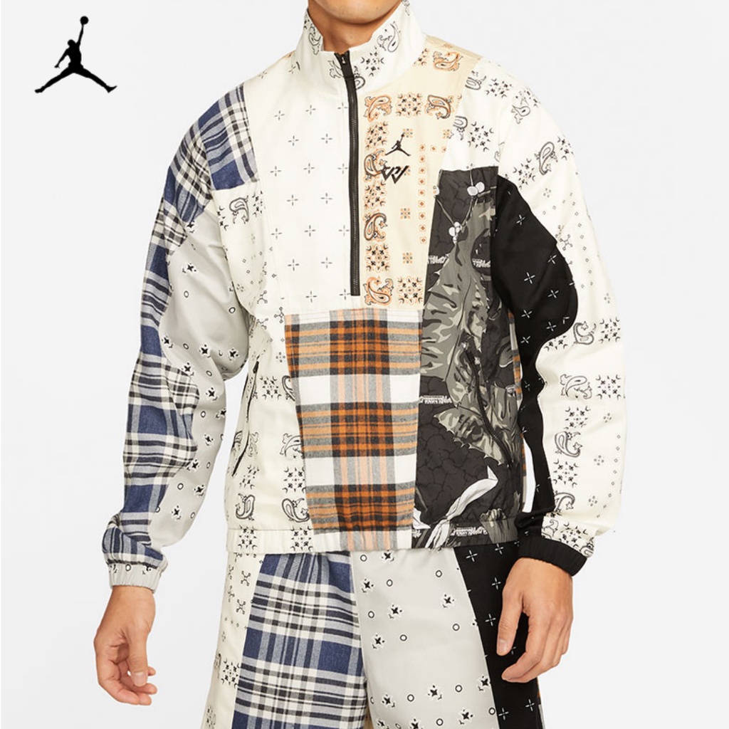 Áo Khoác Thể Thao NIKE Air Jordan DO2512 Chống Gió Cổ Đứng In Hoa Cá Tính Cho Nam