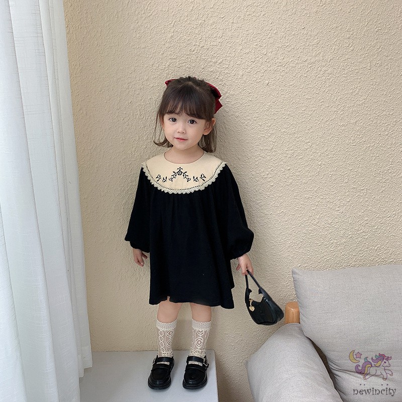 Đầm Công Chúa Thêu Hoa Phong Cách Hàn Quốc Xinh Xắn Cho Bé Gái