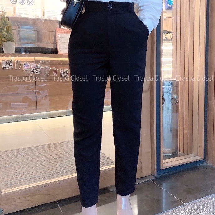 Quần Baggy, quần Tây Học Sinh Nữ 2 Tầng Khuy trasua.closet - Vải Tuyết Mưa Dày Đẹp , Có Bigsize 82KG TS Q65