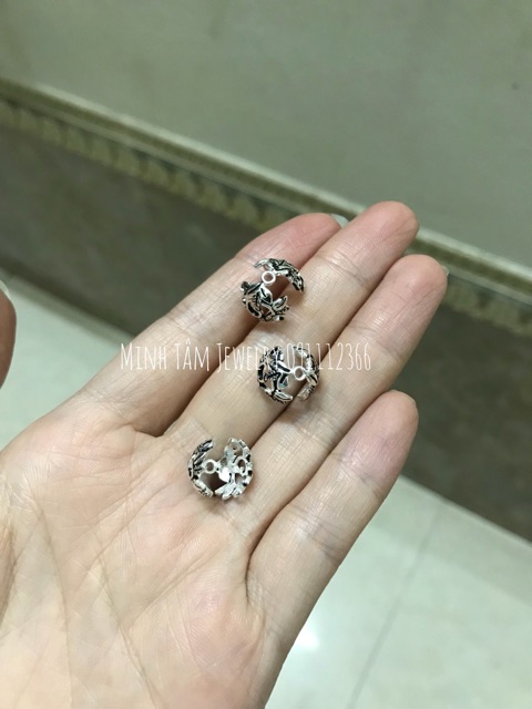 Charm cầu bọc hạt, bọc đá phong thuỷ bạc Thái S925