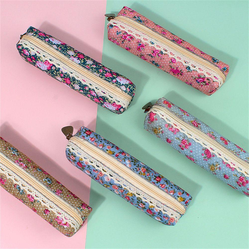 Túi Đựng Đồ Trang Điểm Mini Họa Tiết Hoa Vintage Có Khóa Kéo