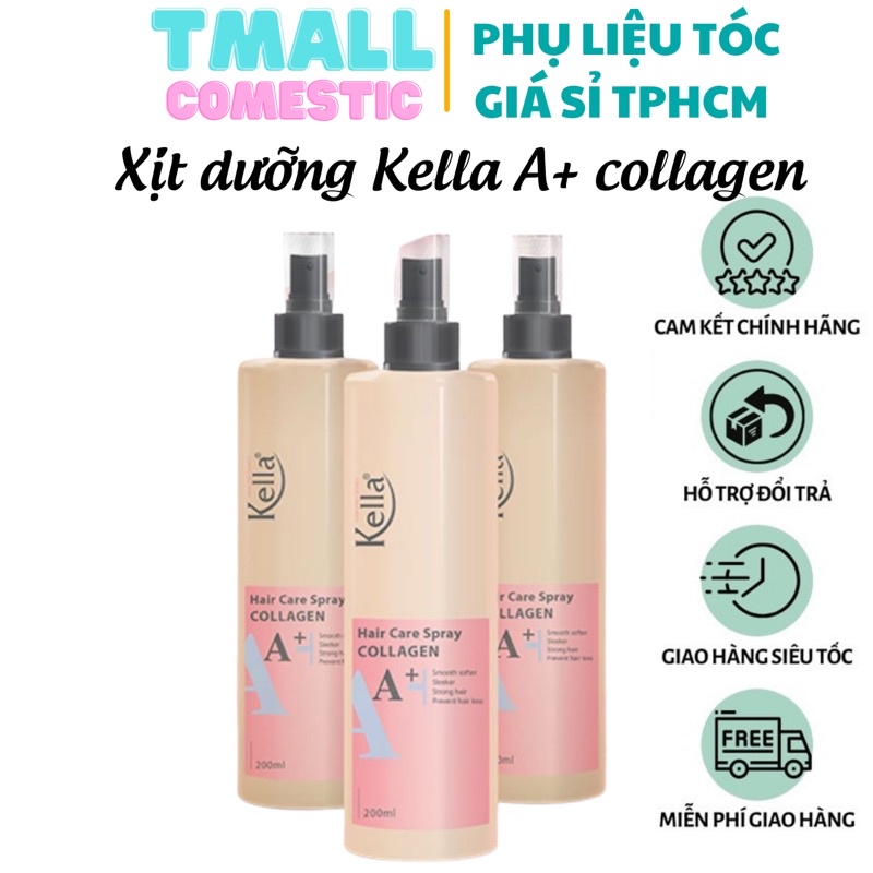 Sữa dưỡng tóc Kella Collagen A+ 200ml phục hồi tóc siêu mềm mượt PLTPINKY