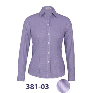 Áo sơ mi nữ Thái Hòa màu tím đậm caro nhỏ 381-03
