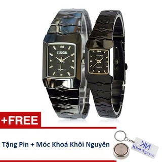 Đồng Hồ Đôi Sinobi 9148 Dây Thép (Có 2 Màu: Đen Vạch Trắng, Đen Vạch Vàng)