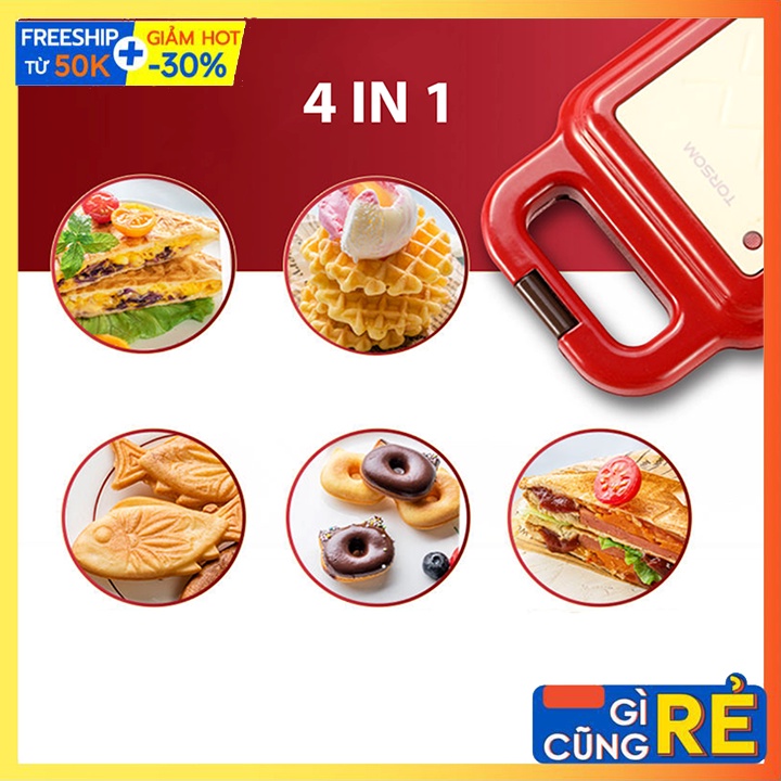 Máy Nướng Bánh Hình Thú , Máy Làm Bánh Quy Nướng, Bánh Waffle, Bánh Cá TORSOM