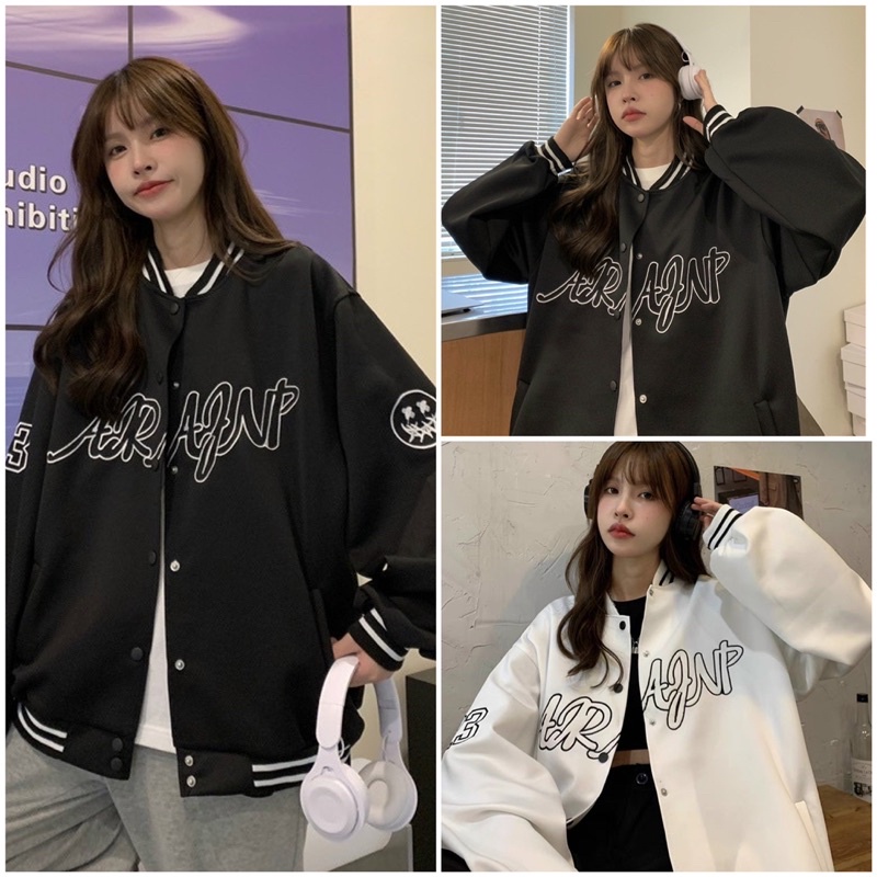 [GIÁ HUỶ DIỆT] Bomber gẫy răng bo viền hai màu đen-trắng (kèm ảnh thật)