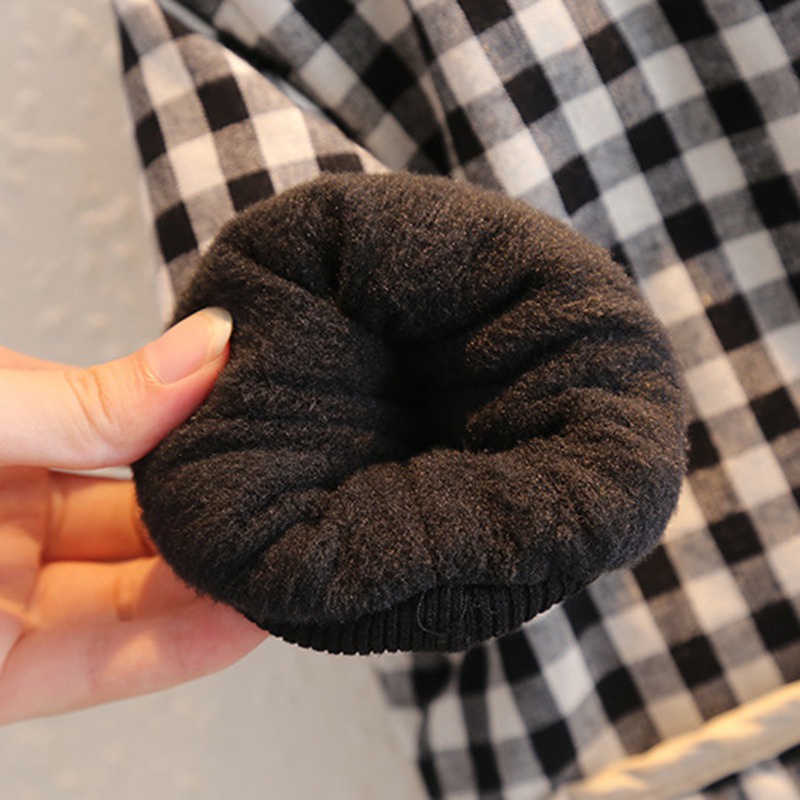 Áo khoác cotton phối len cashmere họa tiết sọc ca rô phong cách Hàn Quốc thời trang cho bé