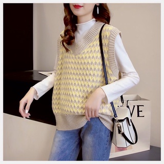 Áo gile len kiểu vintage dáng rộng, áo len gile cổ chữ v form rộng ullzang hàn quốc cực xinh