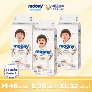 Bỉm moony natural, tã moony natural nội địa chính hãng, tả moony quần/dán size nb63/s58/m46/l38