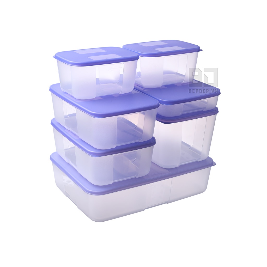Bộ hộp trữ đông Tupperware FreezerMate Essential Set - Bộ đông tím chuyên BQTP ngăn đông nhiều dung tích