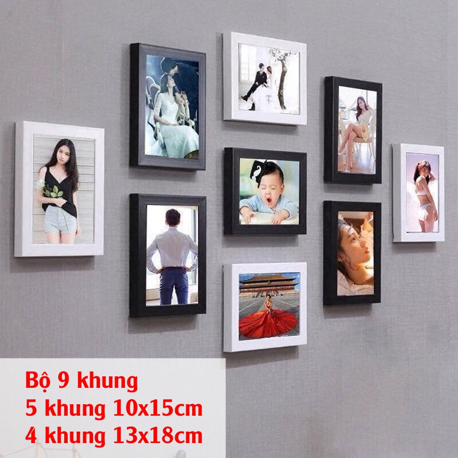 Bộ khung ảnh treo hoặc dán tường, 9 khung