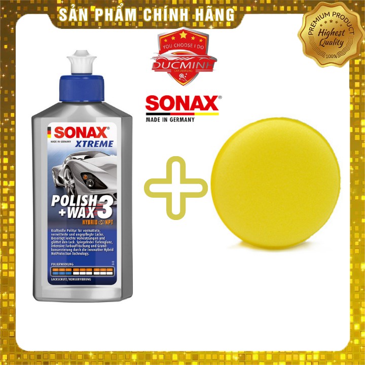 Dung Dịch Xóa Vết Xước ⚡ 𝑭𝑹𝑬𝑬 𝑺𝑯𝑰𝑷⚡Đánh Bóng Bảo Vệ Sơn Xe,Tạo Hiệu Ứng NANO... Sonax Xtreme Polish Wax 3 250ml