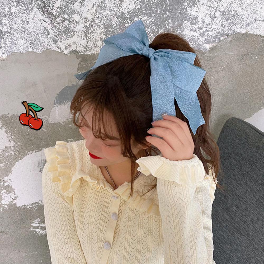 NICKOLAS Kẹp Tóc Nơ Ruy Băng Vải Satin Phối Ren Dễ Thương