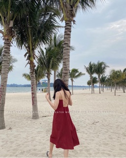Váy maxi hai dây hở lưng (tặng kèm dán ngực)