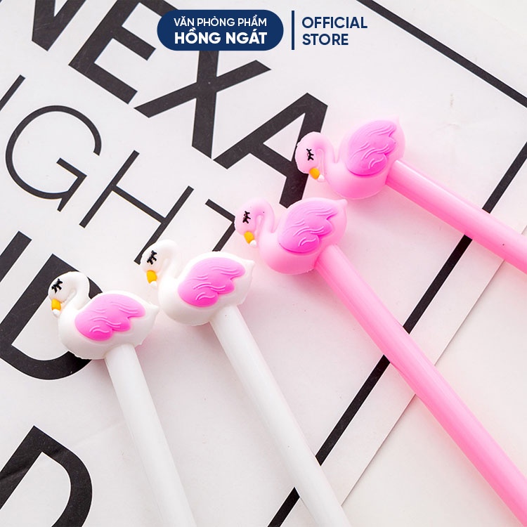 Bút bi cute thiên nga, bút bi nước mực gel đen ngòi 0.5mm nhiều màu dễ thương đồ dùng học tập văn phòng phẩm B19
