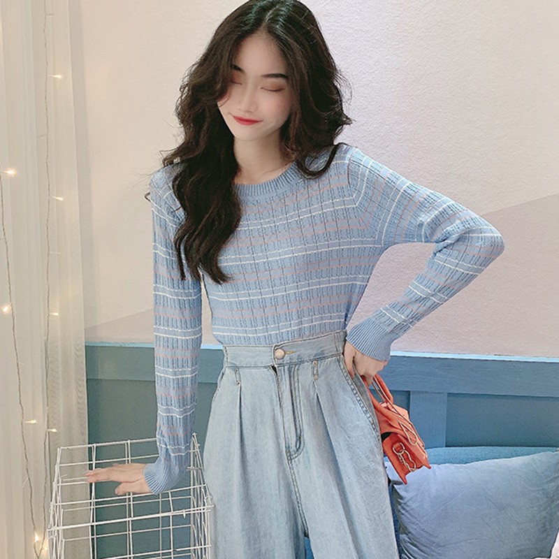 SALE Áo thun sweater Hàn Quốc dài tay sọc trắng đen .