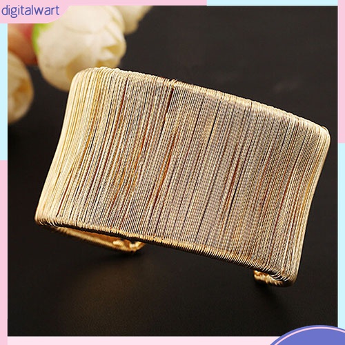 {digitalwart} Vòng Đeo Cánh Tay Dạng Mở Bằng Hợp Kim Màu Vàng / Bạc Phong Cách Punk Handmade Dành Cho Nữ