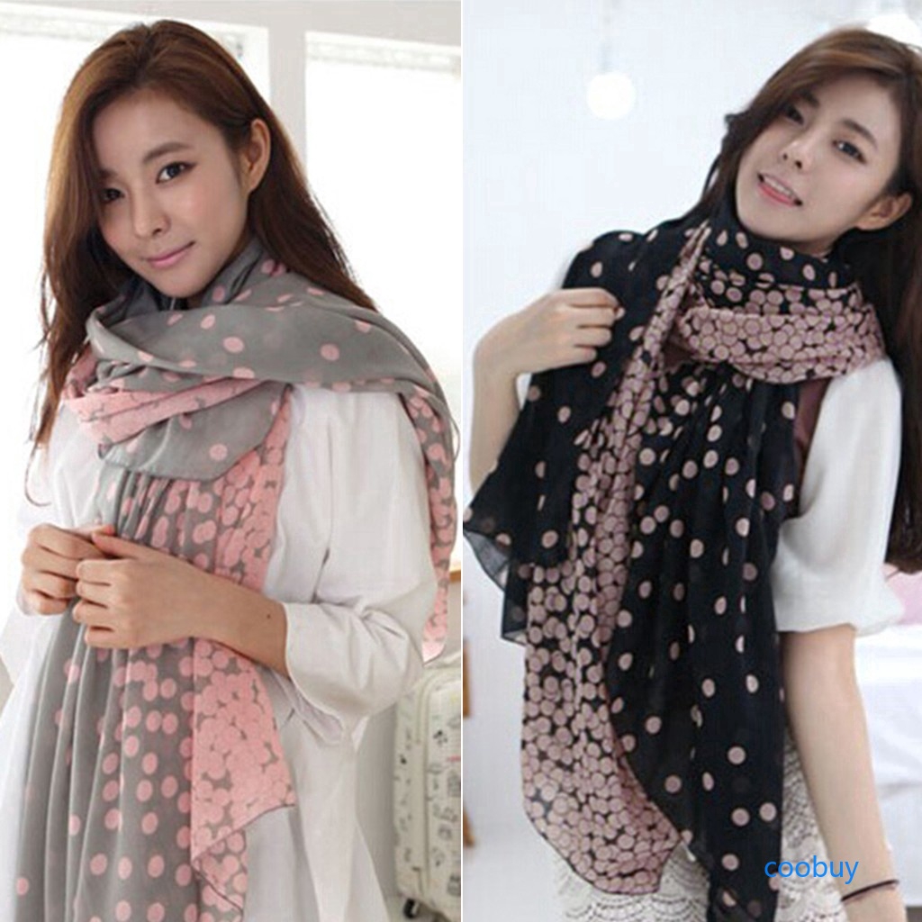 Khăn choàng chiffon chấm bi