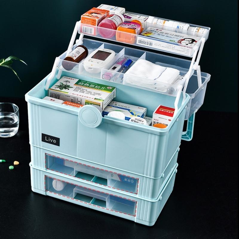 Hộp Đựng Thuốc Gia Đình Y Tế 3 tầng Chia Ngăn Có 2 Ngăn Kéo Nhựa PP Loại 1 TomHouseVN