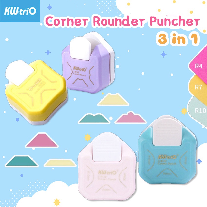 Dụng cụ cắt góc tròn nhỏ gọn 3 trong 1 R4/R7/R10mm dùng để cắt giấy/hình ảnh DIY tiện dụng