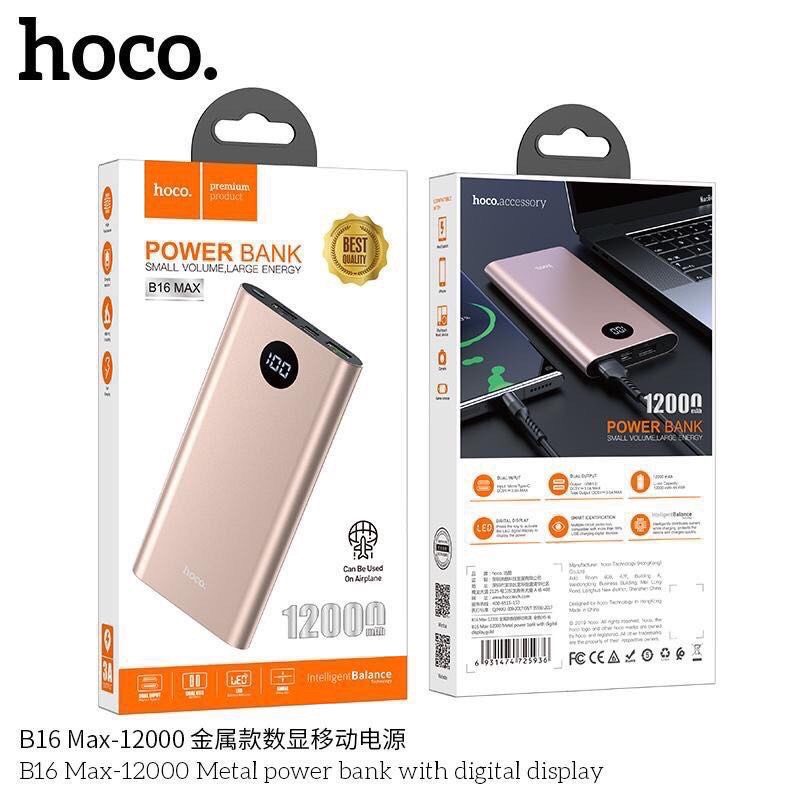 Sạc dự phòng chính hãng Hoco B16 Max 12.000mah có đen led hiển thị - bảo hành 1 đổi 1 toàn quốc