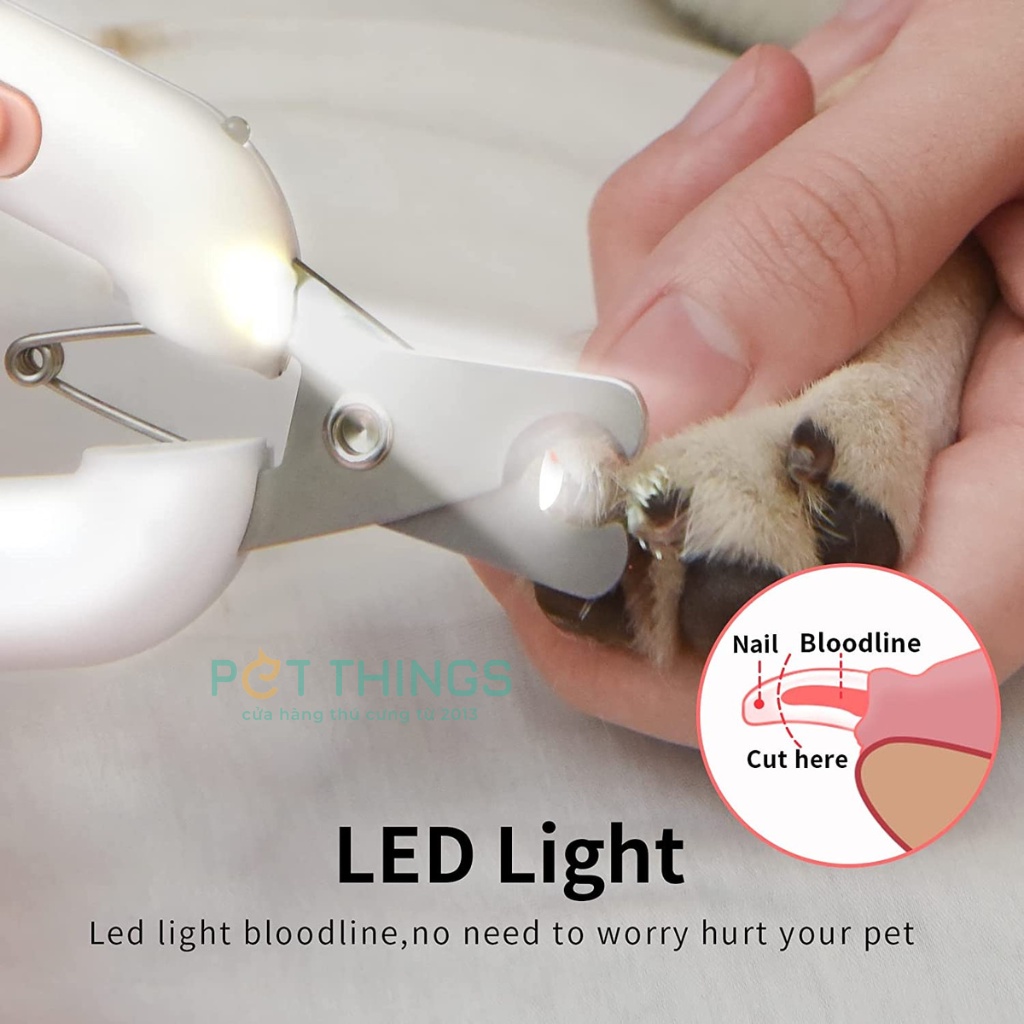 Kềm cắt móng Pakeway tích hợp đèn LED + UV soi nấm da, kèm giũa cho chó, mèo